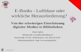E-Books - Luftblase oder wirkliche Herausforderung? Von der schwierigen Einschätzung digitaler Medien in Bibliotheken Copyright 2006 Klaus Tapken Missing.
