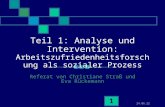 25.06.2015 1 Teil 1: Analyse und Intervention: Arbeitszufriedenheitsforschung als sozialer Prozess Referat von Christiane Straß und Eva Rückemann.