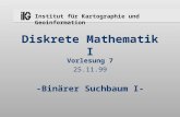 Institut für Kartographie und Geoinformation Diskrete Mathematik I Vorlesung 7 25.11.99 -Binärer Suchbaum I-