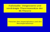 Fallstudie: Vergessene und verdrängte Theorieansätze der IB-Theorie Theorien des Imperialismus und des Neoimperialismus.