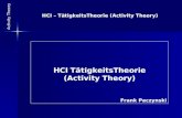 Activity Theory HCI – TätigkeitsTheorie (Activity Theory) HCI TätigkeitsTheorie (Activity Theory) Frank Paczynski