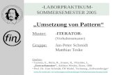 Folie 1 Jan-Peter Schmidt Matthias Teske -Fernstudium Informatik- -Matrikel 2000- -LABORPRAKTIKUM- SOMMERSEMESTER 2005 „Umsetzung von Pattern“ Muster: