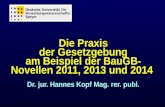 Dr. jur. Hannes Kopf Mag. rer. publ. Die Praxis der Gesetzgebung am Beispiel der BauGB- Novellen 2011, 2013 und 2014 Dr. jur. Hannes Kopf Mag. rer. publ.