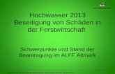 © Amt für Landwirtschaft, Flurneuordnung und Forsten Altmark, 30.09.2014 Hochwasser 2013 Beseitigung von Schäden in der Forstwirtschaft Schwerpunkte und.