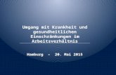 Umgang mit Krankheit und gesundheitlichen Einschränkungen im Arbeitsverhältnis Hamburg – 20. Mai 2015.