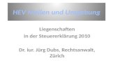Liegenschaften in der Steuererklärung 2010 Dr. iur. Jürg Dubs, Rechtsanwalt, Zürich.