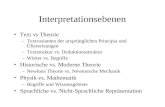 Text vs Theorie –Textvarianten der ursprünglichen Principia und Übersetzungen –Textstruktur vs. Deduktionsstruktur –Wörter vs. Begriffe Historische vs.