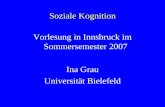 Soziale Kognition Vorlesung in Innsbruck im Sommersemester 2007 Ina Grau Universität Bielefeld.