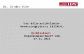 Dr. Sandra Kuhn Das Bilanzrichtlinie- Umsetzungsgesetz (BilRUG) Rechtsstand: Regierungsentwurf vom 07.01.2015.