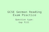 GCSE German Reading Exam Practice Question type: Gap fill.