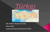 Türkische Flagge und die Türkische Landesfläche von oben.  Fläche: 783 562 km2  Einwohnerzahl: 74 Millionen  Hauptstadt der Türkei: Ankara  Sprache: