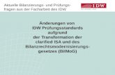 Aktuelle Bilanzierungs- und Prüfungs- fragen aus der Facharbeit des IDW Änderungen von IDW Prüfungsstandards aufgrund der Transformation der clarified.