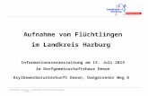 Fachbereich Soziales / Stabsstelle Öffentlichkeitsarbeit Folie 1 Aufnahme von Flüchtlingen im Landkreis Harburg Informationsveranstaltung am 15. Juli 2015.