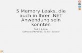 5 Memory Leaks, die auch in Ihrer.NET Anwendung sein könnten André Krämer Softwareentwickler, Trainer, Berater.