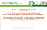 17.12.2009. H. Noack:: UPH V2 Modul E-5 Modul E: Gesundheitsförderung 18.12.2009 E - 5 Wie kann Gesundheitsförderung zur Verringerung der Krankheitslast.