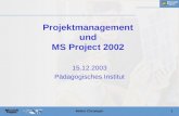 Müller Christoph1 Projektmanagement und MS Project 2002 15.12.2003 Pädagogisches Institut.