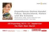 High-Tech zwischen Tradition und Moderne Exportforum Online-Handel Fokus: Deutschland, Italien und die Schweiz Moderation: Mag. Sonja Holocher-Ertl AUSSENWIRTSCHAFT.