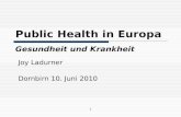1 Public Health in Europa Gesundheit und Krankheit Joy Ladurner Dornbirn 10. Juni 2010.