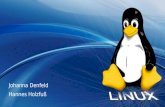 Johanna Denfeld Hannes Holzfuß.  Linux ist der „Kernel“  Kernel + GNU Software bilden ein Betriebssystem  Regelt die Kommunikation der einzelnen Hardwarekomponenten.