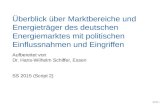 SEITE 1 Überblick über Marktbereiche und Energieträger des deutschen Energiemarktes mit politischen Einflussnahmen und Eingriffen Aufbereitet von Dr. Hans-Wilhelm.