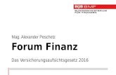 Forum Finanz Das Versicherungsaufsichtsgesetz 2016 Mag. Alexander Peschetz.