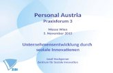 Personal Austria Praxisforum 3 Messe Wien 5. November 2015 Unternehmensentwicklung durch soziale Innovationen Josef Hochgerner Zentrum für Soziale Innovation.