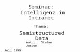 Semistructured Data Autor: Stefan Josten 21. Juli 1999 Seminar: Intelligenz im Intranet Intelligenz im Intranet Thema: