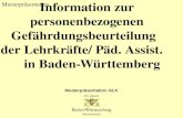 Musterpräsentation Musterbehörde Information zur personenbezogenen Gefährdungsbeurteilung der Lehrkräfte/ Päd. Assist. in Baden-Württemberg Musterpräsentation.