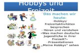 Hobbys und Freizeit Das machen wir heute : - Hobbys/ Freizeitaktivitäten besprechen - Hören und verstehen «Was machen deutsche Jugendliche in ihrer Freizeit?»