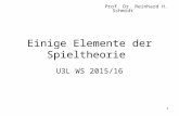 1 Einige Elemente der Spieltheorie Prof. Dr. Reinhard H. Schmidt U3L WS 2015/16.