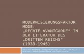 MODERNISIERUNGSFAKTOR MODE: „RECHTE AVANTGARDE“ IN DER LITERATUR DES „DRITTEN REICHS“ (1933-1945) Zopf mit Bubikopf: Modejournalismus im „Dritten Reich“