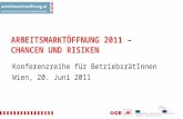 ARBEITSMARKTÖFFNUNG 2011 – CHANCEN UND RISIKEN Konferenzreihe für BetriebsrätInnen Wien, 20. Juni 2011.