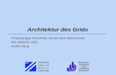 Betriebs- systeme und Verteilte Systeme Architektur des Grids Projektgruppe Peer2Peer Suche nach Webservices WS 2004/SS 2005 Andre Höing.