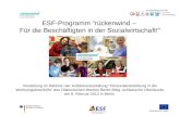 ESF-Programm “rückenwind – Für die Beschäftigten in der Sozialwirtschaft!” Vorstellung im Rahmen der Auftaktveranstaltung “Personalentwicklung in der Wohnungslosenhilfe”