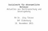Sozialrecht für ehrenamtliche Betreuer Aktuelles aus Rechtsprechung und Gesetzgebung RA Dr. Jörg Tänzer SKF Oldenburg 18. November 2015.
