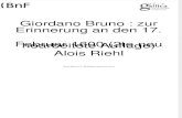 Giordano Bruno: Zur Erinnerung 17 feb 1600