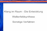 Klang im Raum - Die Entwicklung Wellenfeldsynthese Sonstige ...