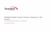 Wissenschaftsdialog 2015 der Bundesnetzagentur: Dr. Christoph Gatzen, Frontier Economics Limited: Multikriterielle Kosten-Nutzen-Analyse in der Praxis