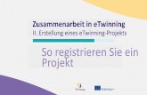 Collaboration in eTwinning: Register a project - DE