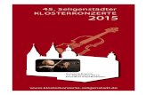 KLOSTERKONZERTE · PDF fileJohann Sebastian Bach: Praeludium und Fuge D-Dur BWV 532 für Orgel solo Johann Sebastian Bach: ... John Dowland (1563–1626): Suite aus vier englischen