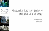 Photonik Inkubator GmbH Struktur und · PDF fileStruktur •Forschungseinrichtung in Form einer GmbH •100%ige Tochter der Life Science Inkubator GmbH, Bonn •Sitz am Laser-Laboratorium