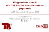 Wegweiser durch die TU Berlin Verzeichnisse (Update) · PDF filePostgres vLDAP Produkt: Eigenentwicklung Architektur: läuft auf den TUBIS‐Servern Technik: Penrose 1.x / OpenLDAP