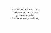 Nähe und Distanz als Herausforderungen professioneller ... · PDF file• Margret Dörr/Burkhard Müller (Hrsg.): ... Ein Spannungsfeld pädagogischer Professionalität, 2012. •
