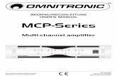 Multi-channel amplifier - images.prolighting.deimages.prolighting.de/manuals/10452410.pdf · MCP-8150 OMNITR SHO GERMANY OMNITR MCP-8150 suppl A H z consum 1 W P Ohms use:1 ... Nach