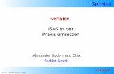 verinice. ISMS in der Praxis umsetzen - guug.de · PDF fileInstitution ein ISMS zu etablieren, das nicht nur hilft, die gesteckten Sicherheitsziele zu erreichen, sondern auch noch