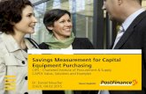 Savings Measurement for Capital Equipment Purchasing Speaker...Wenn Sie diesen Text lesen können, müssen Sie die Folie im Post-Menü mit der Funktion «Folie einfügen» erneut einfügen.