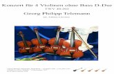 Georg Philipp Telemann - lievens.biz4g).pdf · Konzert für 4 Violinen ohne Bass D-Dur Georg Philipp Telemann Georg Philipp Telemann, Duitsland, ° 14 maart 1681, † 25 juni 1767