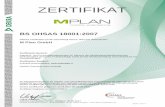 BS OHSAS 18001:2007 - m-plan.com · DEKRA Certification GmbH * Handwerkstraße 15 * D-70565 Stuttgart *  Seite 1 von 4 ZERTIFIKAT BS OHSAS 18001:2007 DEKRA ...