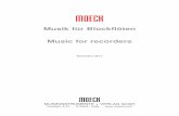 Musik für Blockflöten Music for recorders - moeck.com · 2 Das Notenverzeichnis für Blockflöten enthält ausführliche angaben zu allen im Moeck Verlag erschienenen Notenausgaben