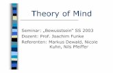 Theory of Mind - · PDF fileToM in der Entwicklungspsychologie 4-7 nZwischen 3 und 5 Jahren –wachsendes Verständnis dafür, dass Dinge anders wahrgenommen werden können, als sie